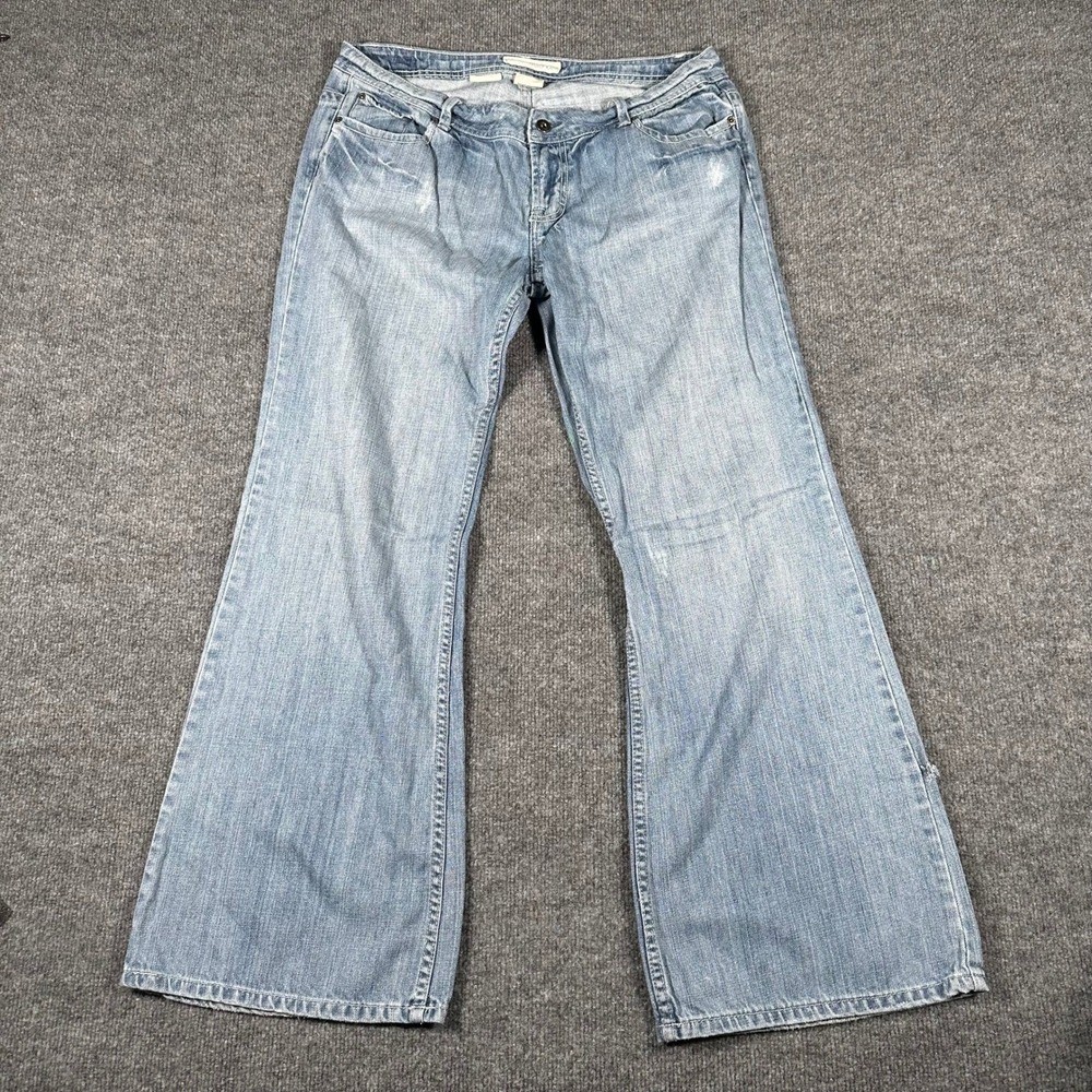 Maurices Jeans Womens 13/14 Light Wash Flare Wide Leg Cotton Denim Casual Flawed